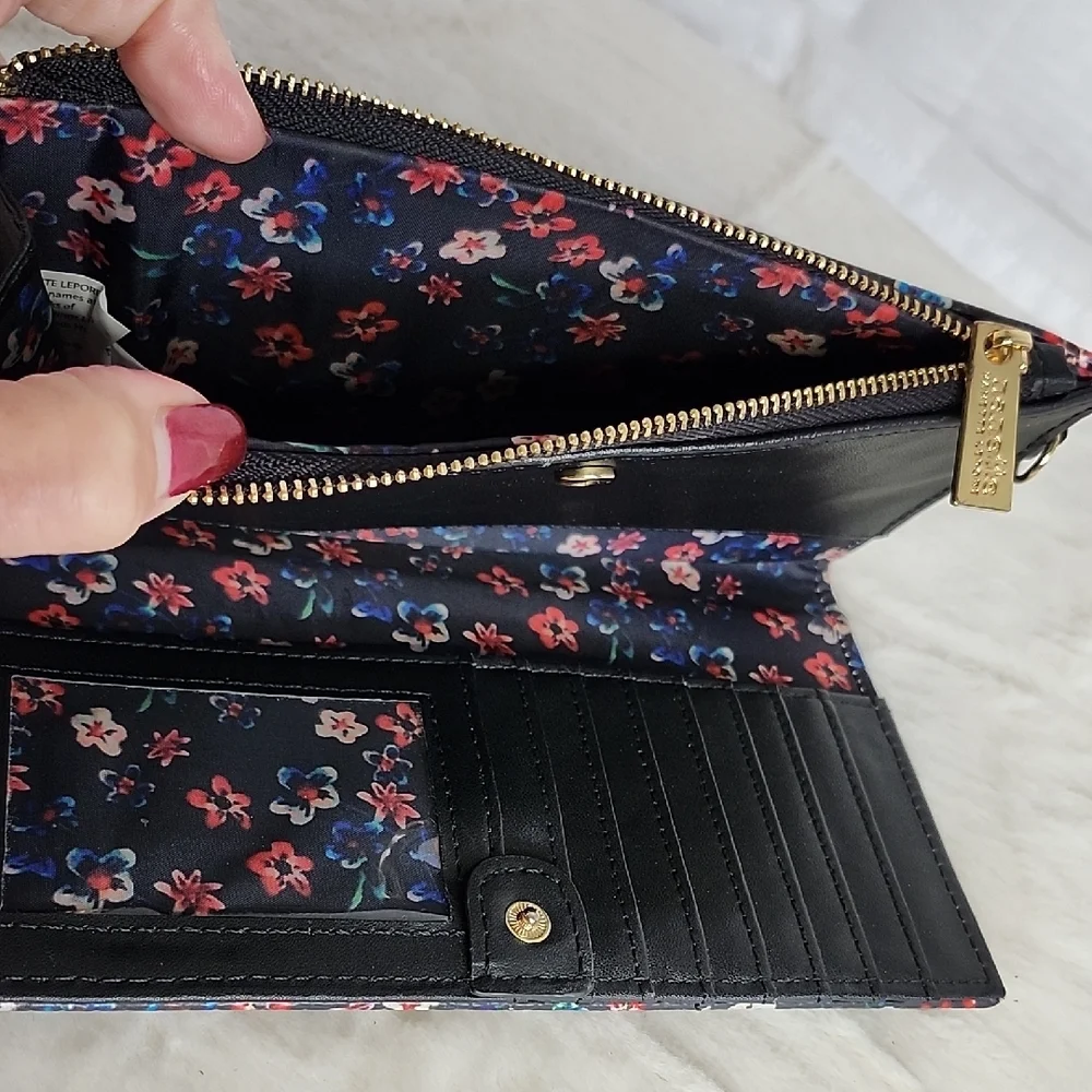 Nanette Lepore Black Floral Wristlet Clutch NEW
